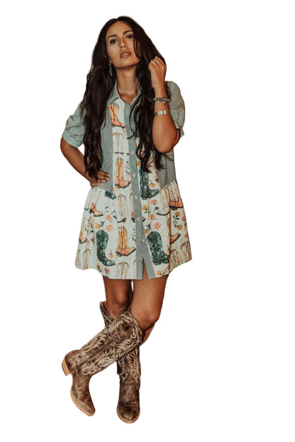 TH5011 KICKING BOOTS FLORAL DRESS SS (7 Piece)