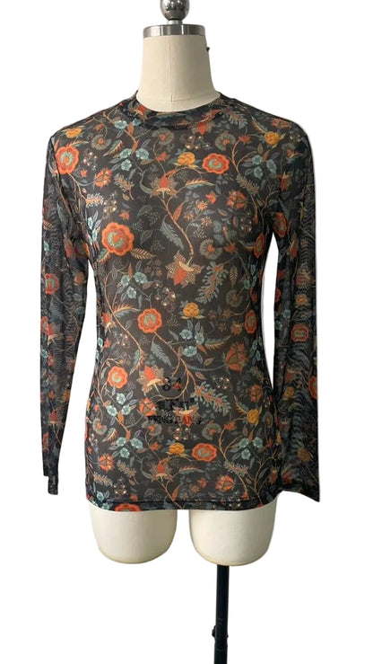 TH1221 BLACK FLORAL MESH TOP (7 Piece)