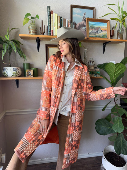 TH1075 ORANGE SQUARE LONG QUITTED JACKET (7 Piece)