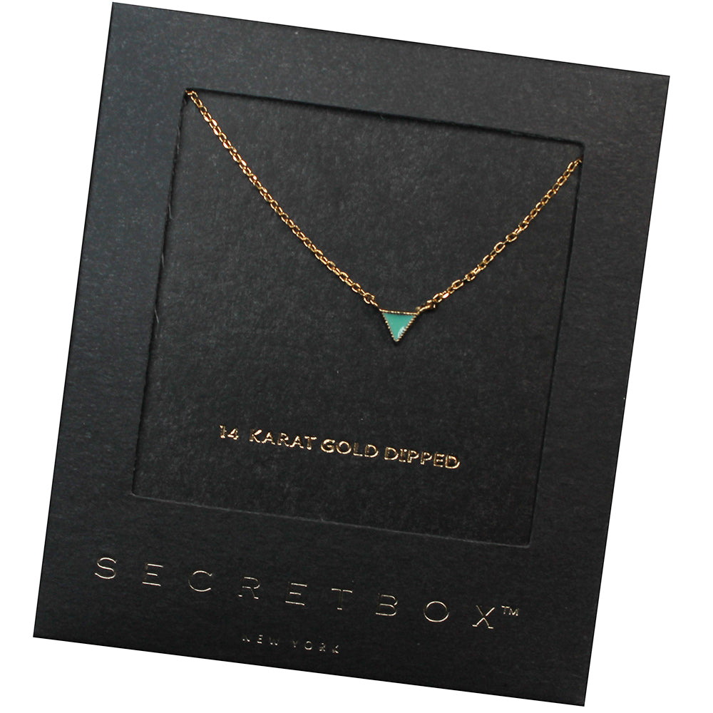 28797 T12 Gold-Dipped Turquoise Triangle Pendant Necklace