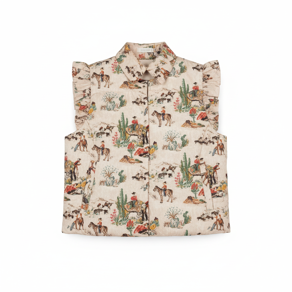 TH1171 TAUPE WAGON WHEEL RUFFLE VEST (7 Piece)