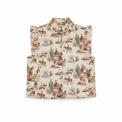 TH1171 TAUPE WAGON WHEEL RUFFLE VEST (7 Piece)