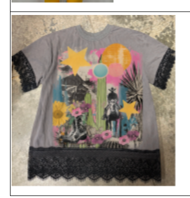 TH370-1 VINTAGE GREY COWGIRL CACTUS LACE TEE (OPEN)
