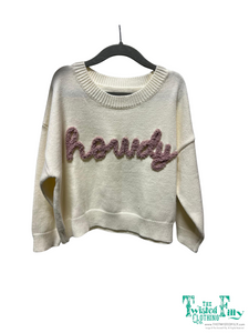 TF6970 SWEATER -IVORY BLUSH HOWDY TODDLER