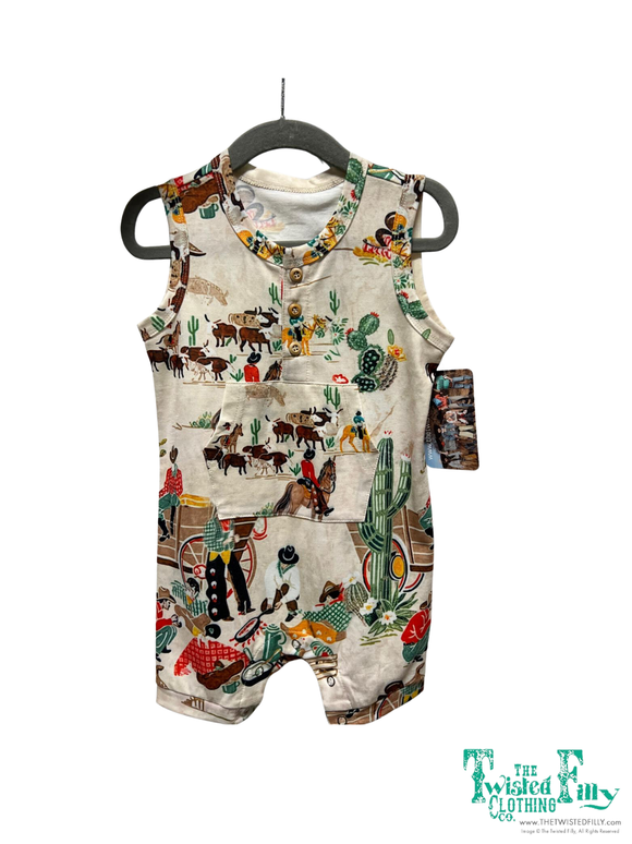 TF1253  ROMPER- TAUPE COWBOY INFANT