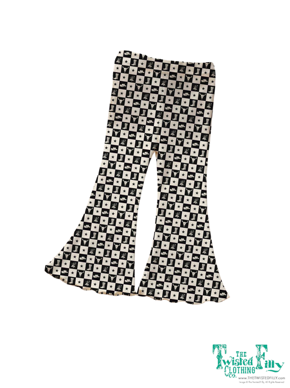 TF8007 BELL BOTTOMS BLACK CHECK - INFANT