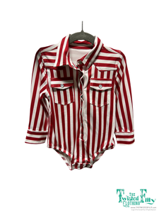 TF1251 PEARL SNAP ONESIE -RED STRIPE INFANT