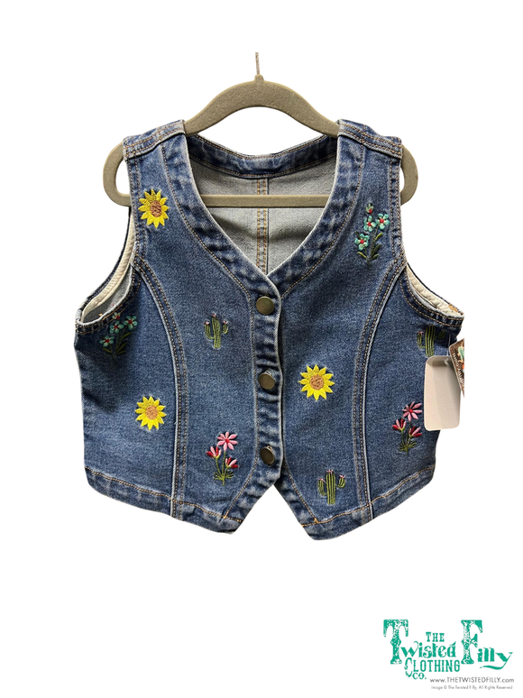 TF6764 DENIM VEST EMBROIDERY- TODDLER