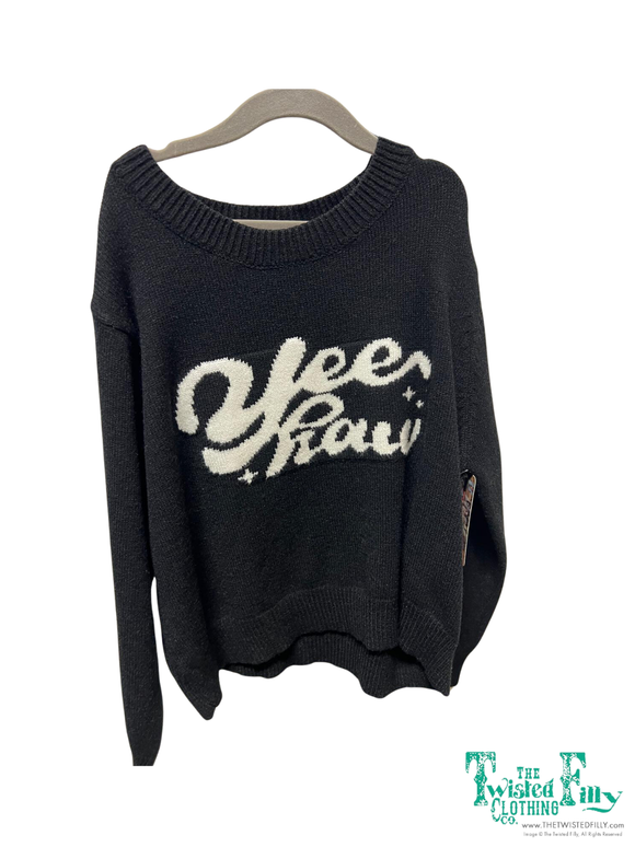 TF6938 SWEATER -BLK YEEHAW - YOUTH