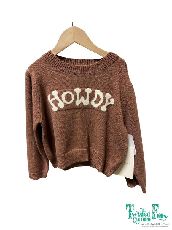 TF7395 SWEATER BROWN PUFF HOWDY- TODDLER