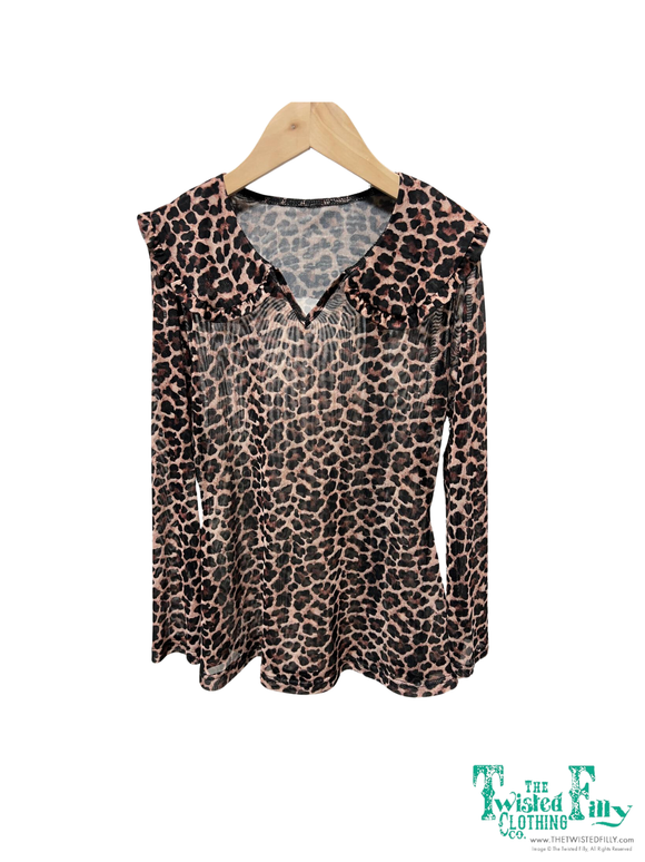 TF1228 COLLAR CHEETAH MESH TOP -TODDLER