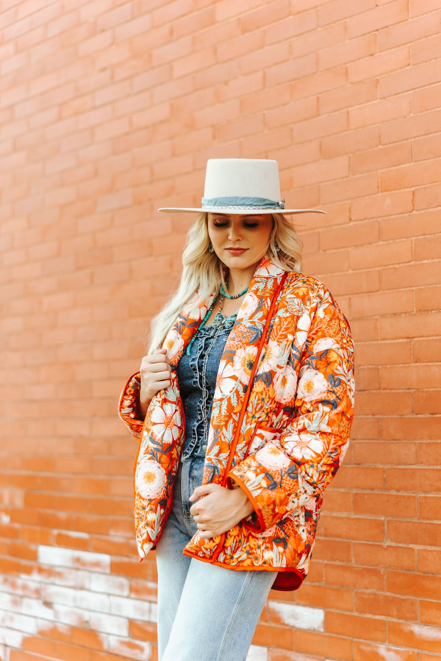 TH1070 RUST VINTAGE POPPIE QUITTED JACKET (1 Piece)