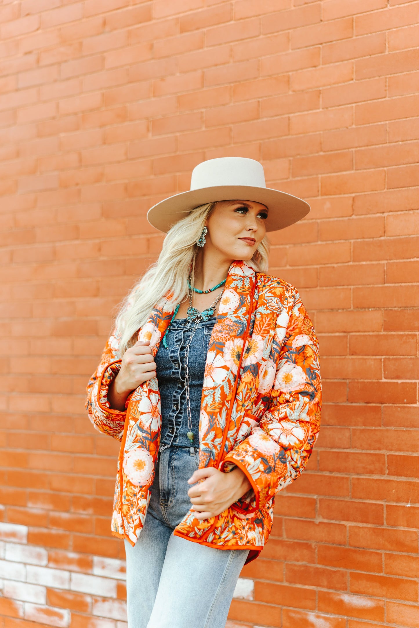 TH1070 RUST VINTAGE POPPIE QUITTED JACKET (1 Piece)