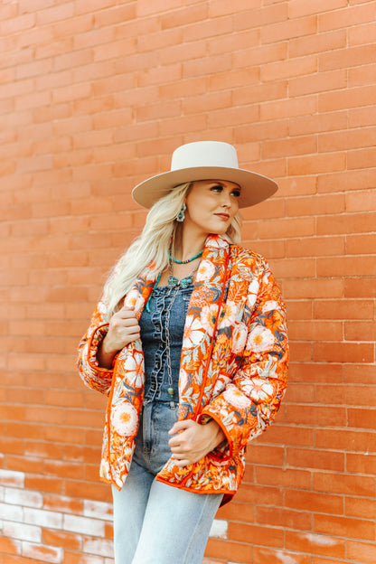 TH1070 RUST VINTAGE POPPIE QUITTED JACKET (1 Piece)