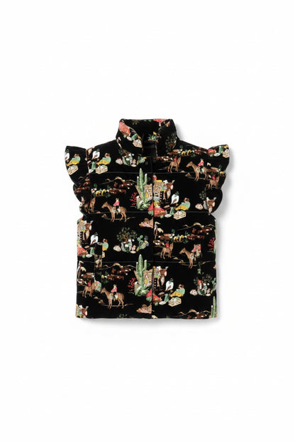 TH1171 BLACK WAGON WHEEL RUFFLE VEST (7 Piece)