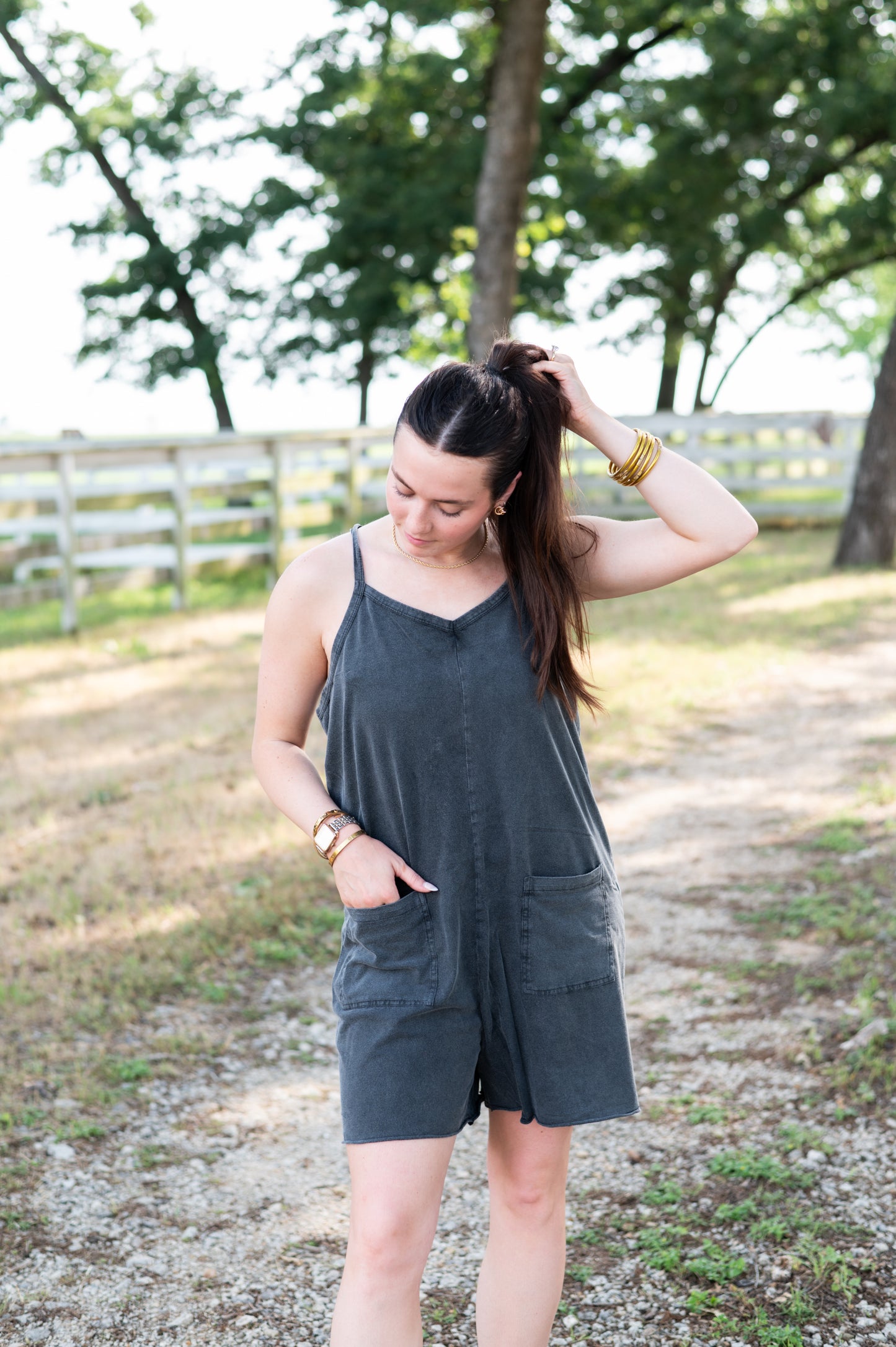 TH1406 S177 VINTAGE WASH BLACK SHORT ROMPER (1)