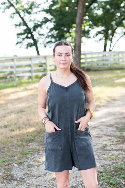 TH1406 S177 VINTAGE WASH BLACK SHORT ROMPER (1)