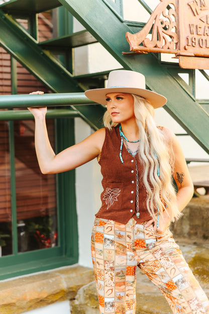 TH160 BROWN CORD PEARL SNAP VEST(7 Pieces)