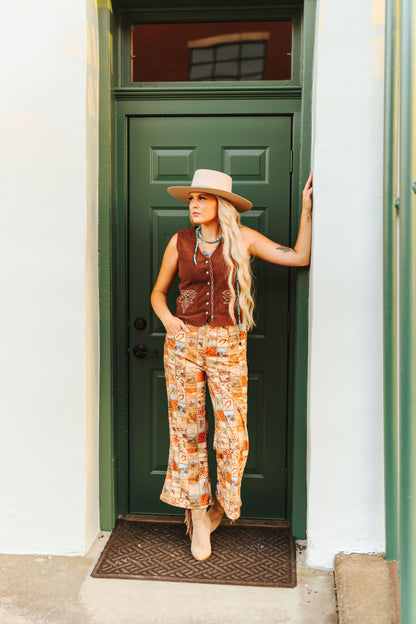 TH160 BROWN CORD PEARL SNAP VEST(7 Pieces)