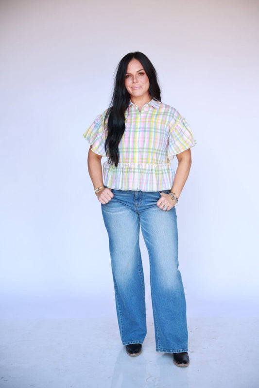TH2003 Spring Plaid Ruffle Top 3