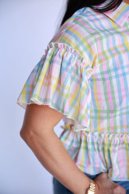 TH2003 Spring Plaid Ruffle Top 5
