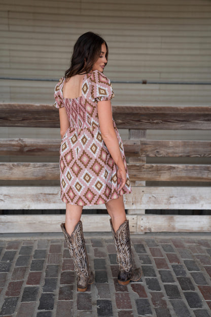TH2559 PINK AZTEC BUBBLE DRESS (7 Pieces)
