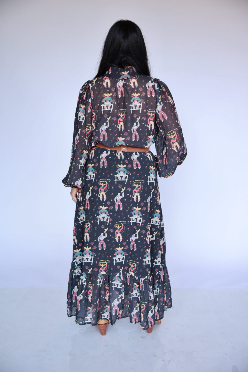 TH2605 Black Roping Cowboy Skirt 4