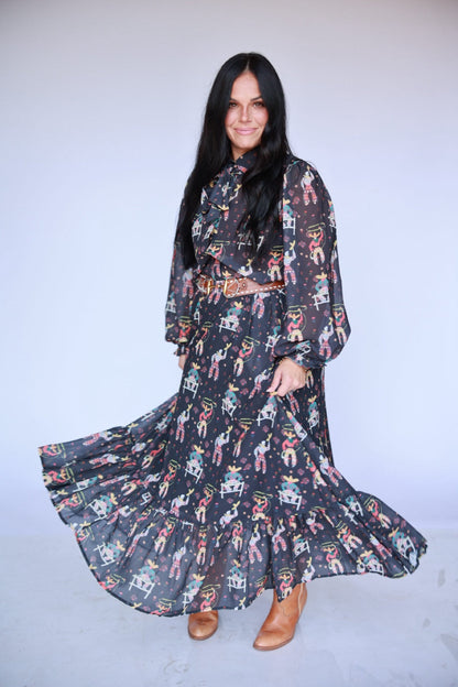 TH2605 Black Roping Cowboy Skirt 5