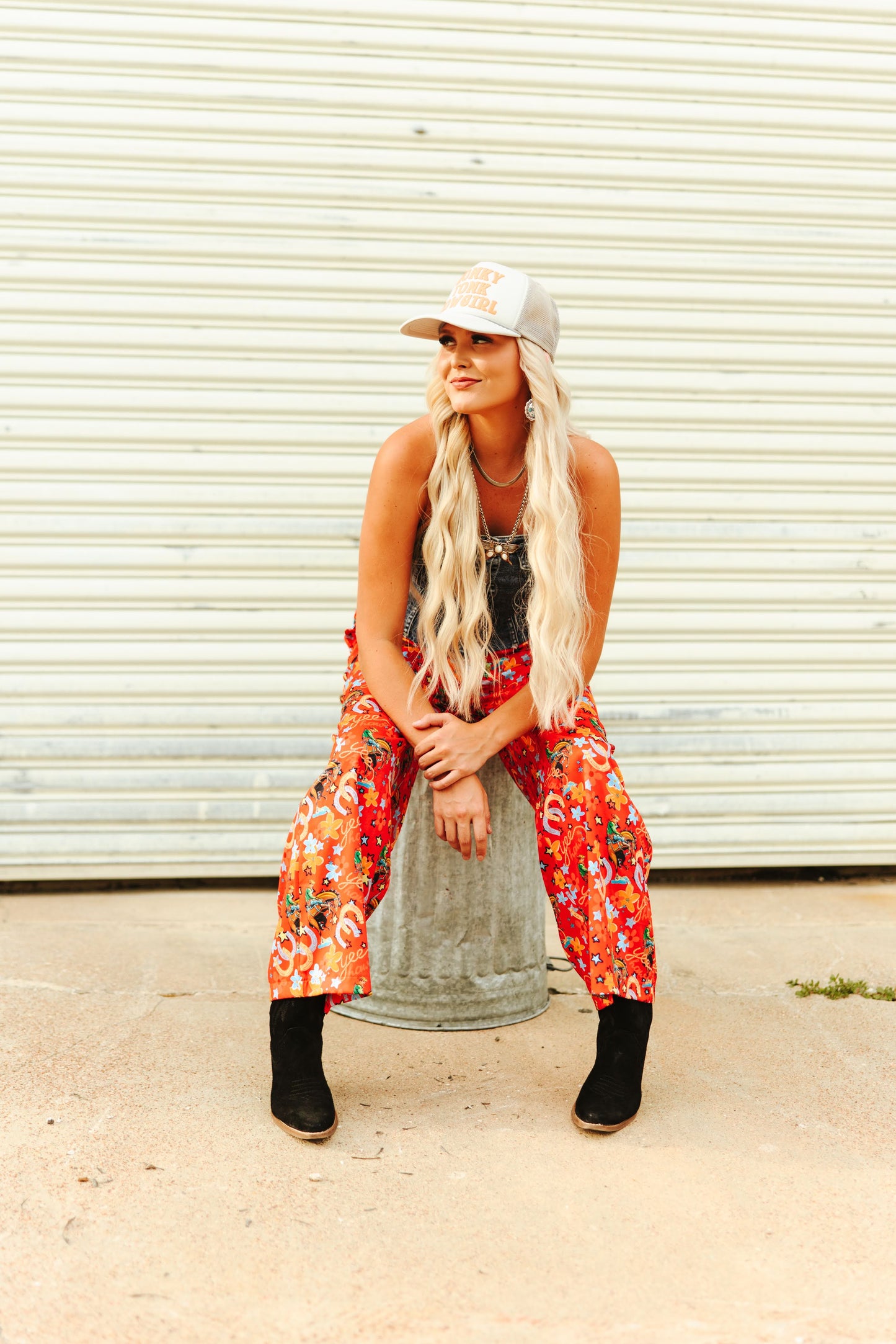 TH56 S156 RED HORSESHOE COWBOY PANT  (1 Piece)