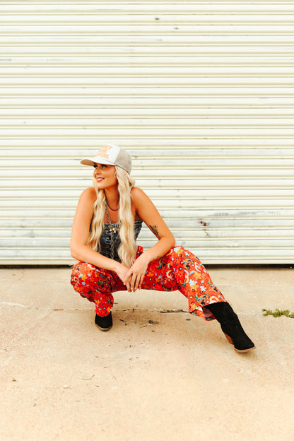 TH56 S156 RED HORSESHOE COWBOY PANT  (1 Piece)