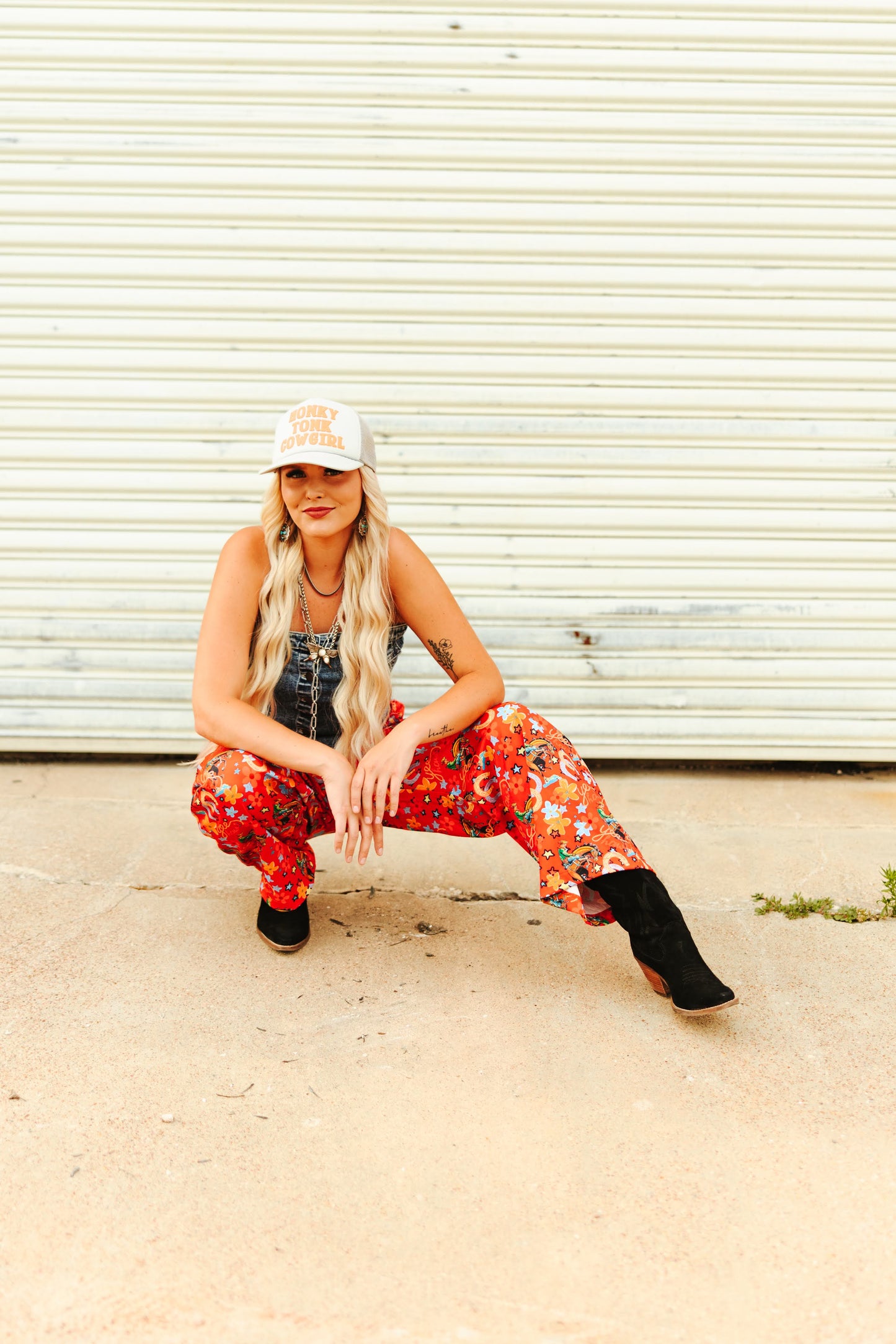 TH56 S156 RED HORSESHOE COWBOY PANT  (1 Piece)