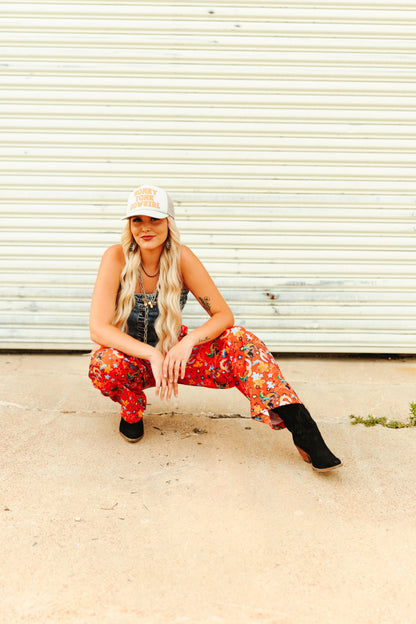 TH56 S156 RED HORSESHOE COWBOY PANT  (1 Piece)