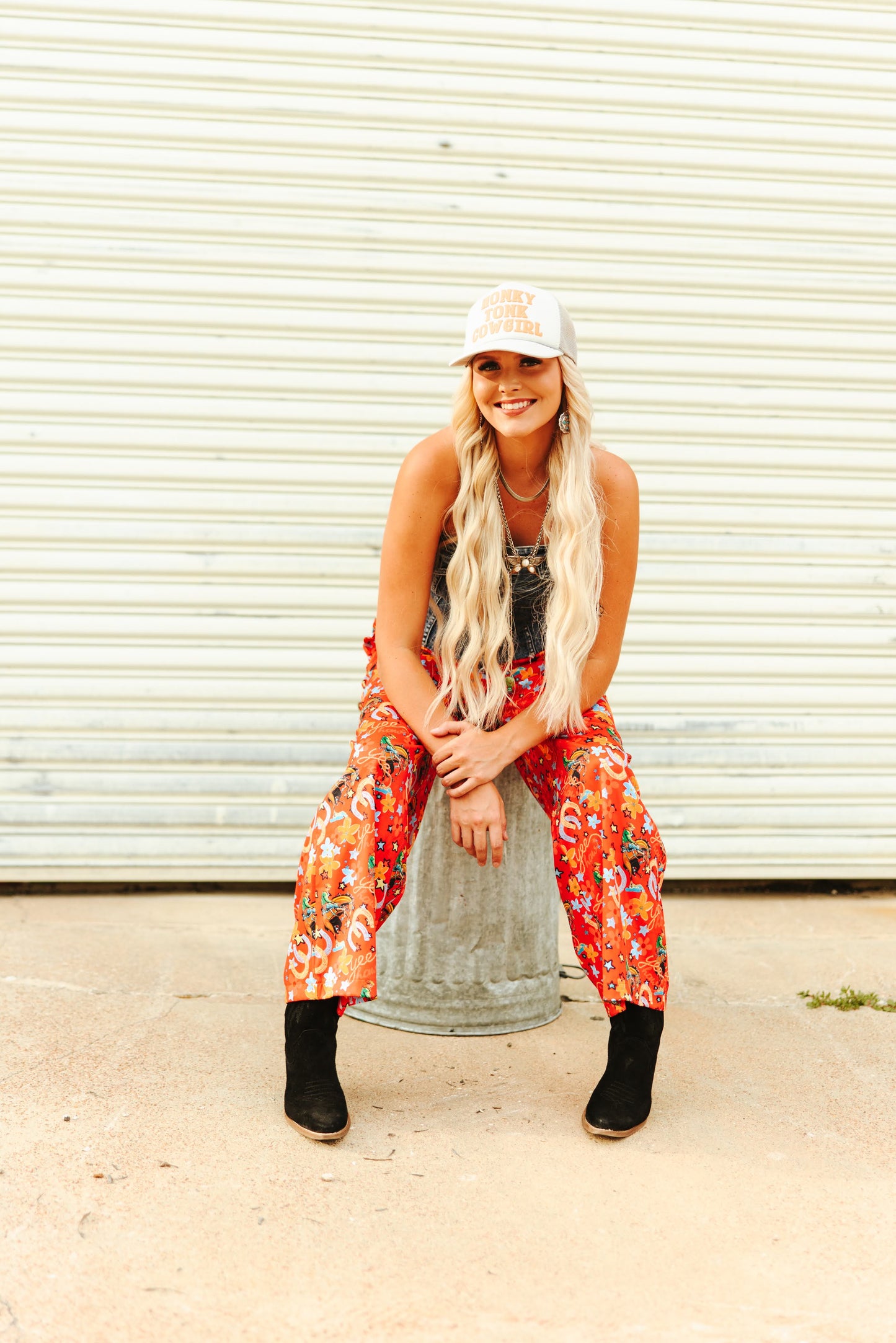 TH56 S156 RED HORSESHOE COWBOY PANT  (1 Piece)