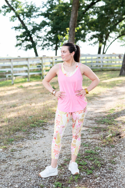 TH5 FLOWY SOLID PINK RIB TOP(7 Piece)
