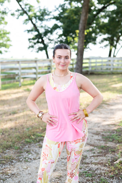 TH5 FLOWY SOLID PINK RIB TOP(7 Piece)