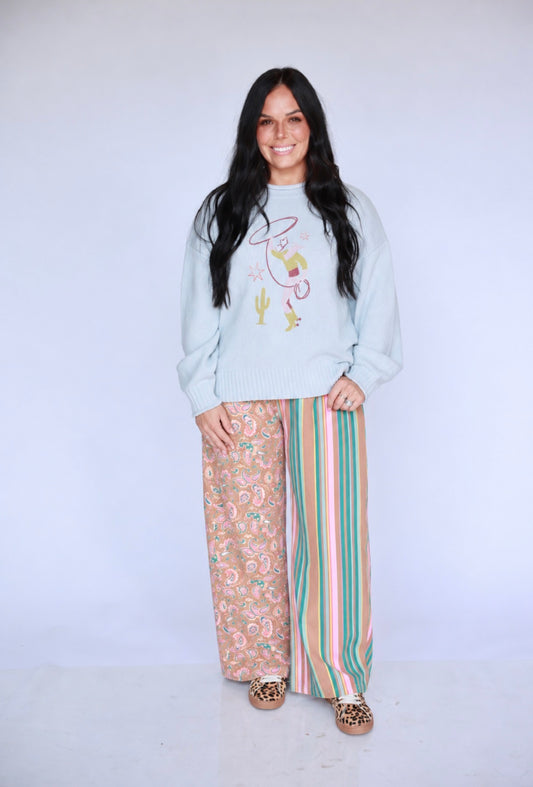 TH65-1 Mixed Striped Paisley Pant 1