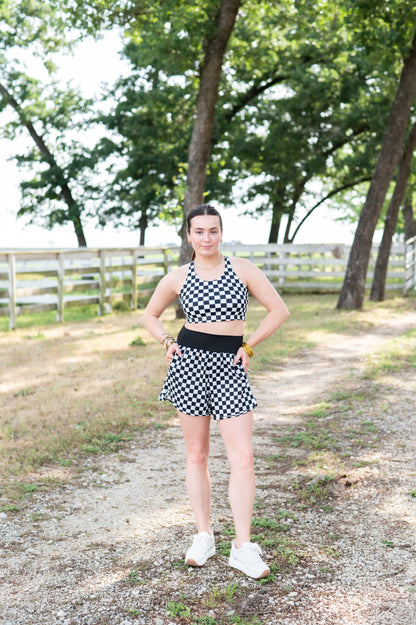 TH9 BLACK CHECK CRISSCROSS ACTIVE BRA(1 Piece)