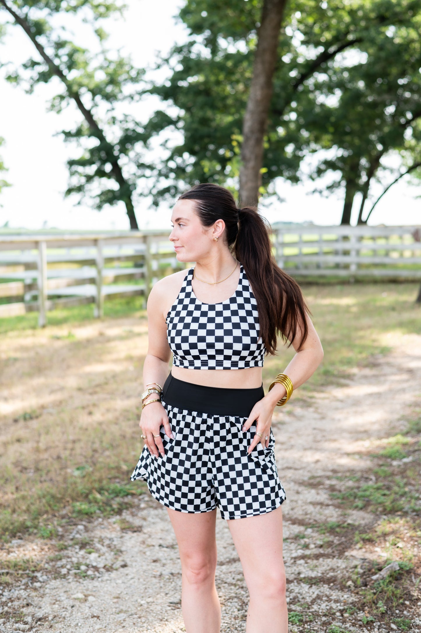 TH9 BLACK CHECK CRISSCROSS ACTIVE BRA(1 Piece)