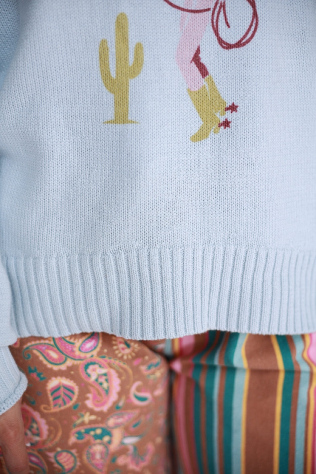 TH8772 Retro Cowboy Powder Blue Knit Sweater 7
