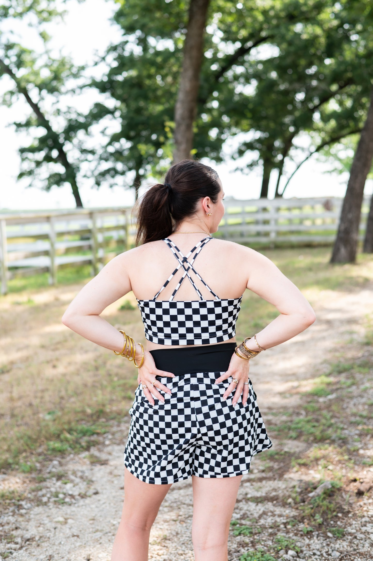 TH9 BLACK CHECK CRISSCROSS ACTIVE BRA(1 Piece)