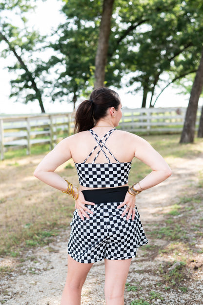 TH9 BLACK CHECK CRISSCROSS ACTIVE BRA(1 Piece)