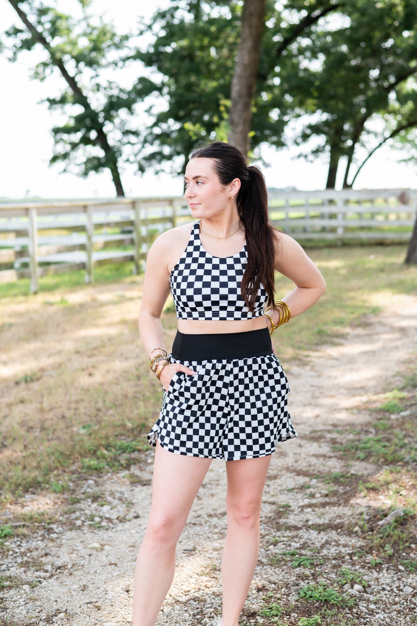 TH9 BLACK CHECK CRISSCROSS ACTIVE BRA(1 Piece)