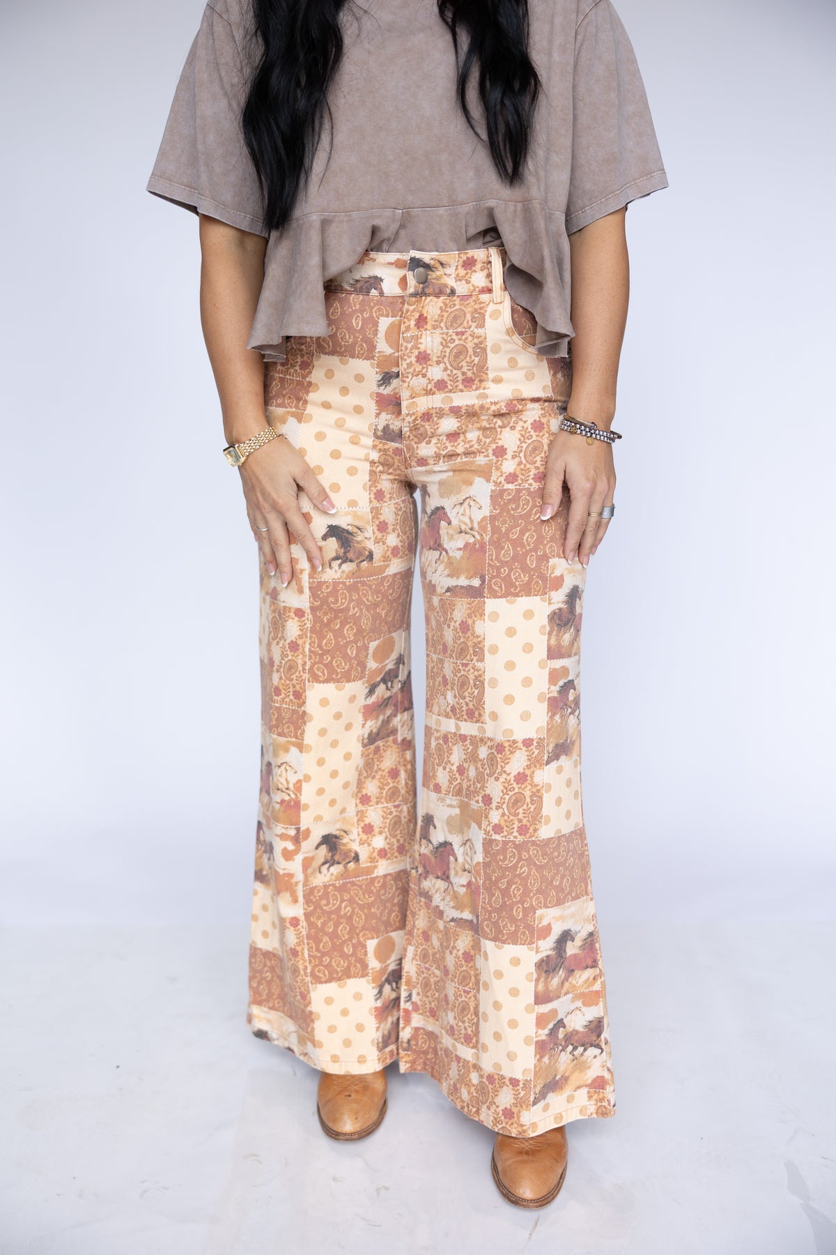 TH228 VINTAGE HORSE PATCHWORK WIDE LEG PANT (7 PIECES)