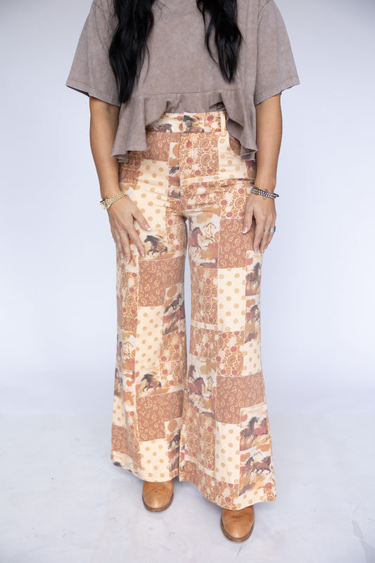 TH228 VINTAGE HORSE PATCHWORK WIDE LEG PANT (7 PIECES)
