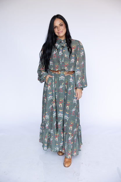 TH12 OLIVE ROPING COWBOY BLOUSE (7 PIECE)