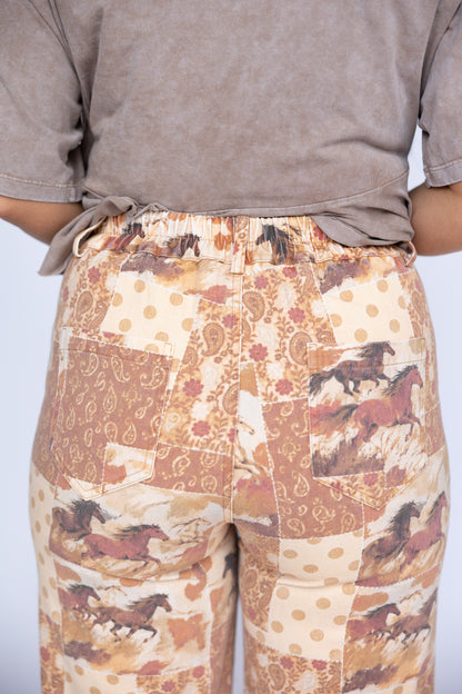 TH228 VINTAGE HORSE PATCHWORK WIDE LEG PANT (7 PIECES)