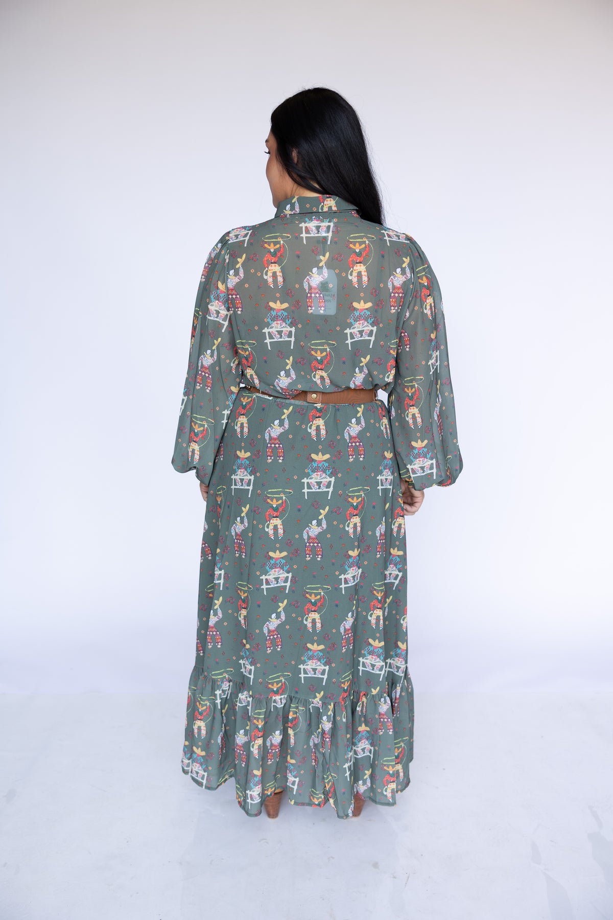 TH2605 OLIVE ROPING COWBOY SKIRT (7 PIECE)