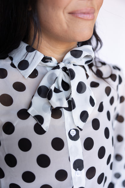 TH11-1 _IVORY POKA DOT_SHEER BLOUSE WITH REMOVEABLE (7 PIECE)