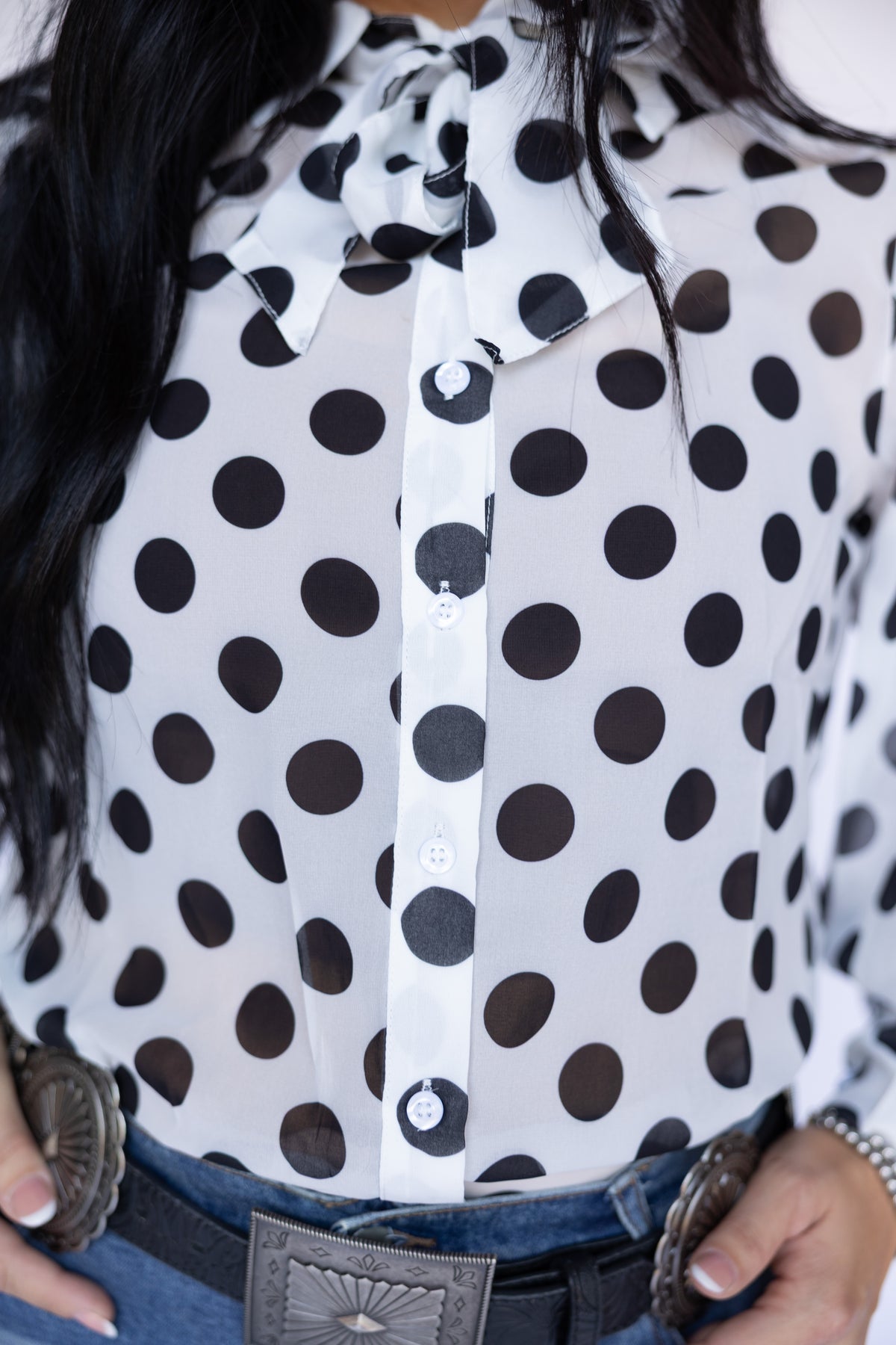 TH11-1 _IVORY POKA DOT_SHEER BLOUSE WITH REMOVEABLE (7 PIECE)