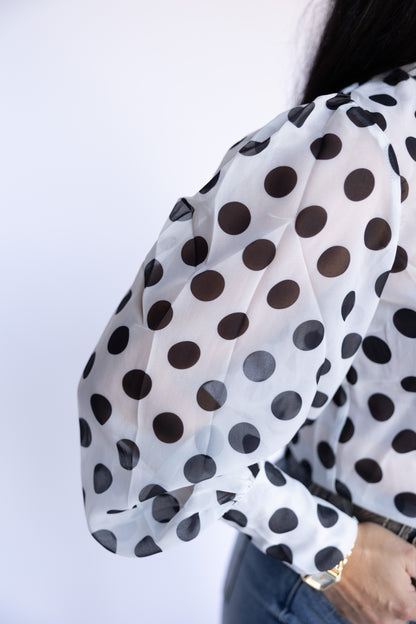 TH11-1 _IVORY POKA DOT_SHEER BLOUSE WITH REMOVEABLE (7 PIECE)